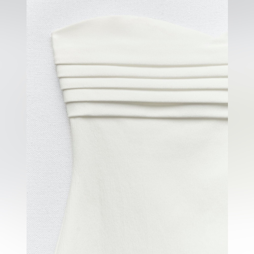 Zara STRAPLESS MIDI DRESS. NWT. White. Sizes S, L. - Picture 5 of 7